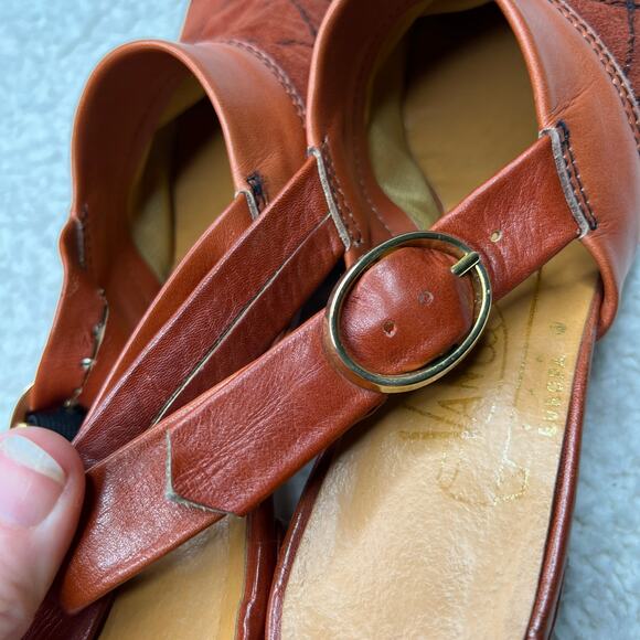 Van Eli Europa Leather Rust Sling Back Heels 7 - Picture 5 of 10